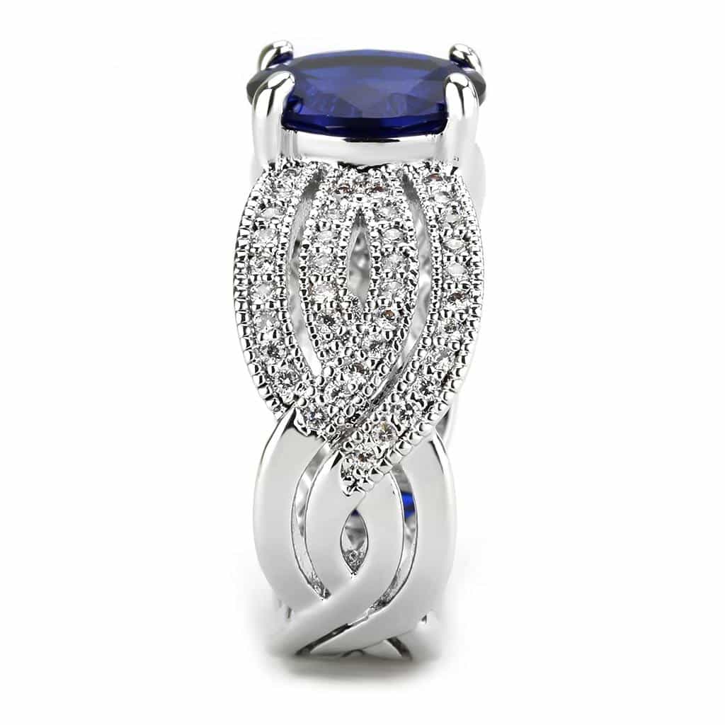 Brass Sapphire Oval Halo Multi-Row Wide Ring view 7