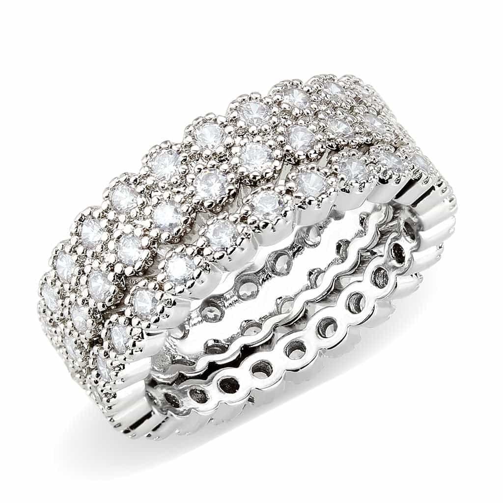 Brass CZ Round Bezel Bubble Full Eternity Ring view 1