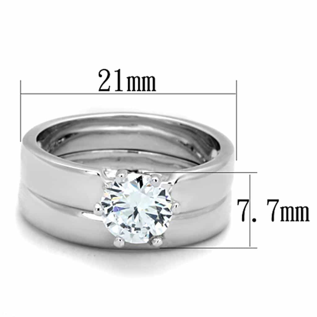 Brass CZ Round Solitaire Crown Prong Set Ring view 3