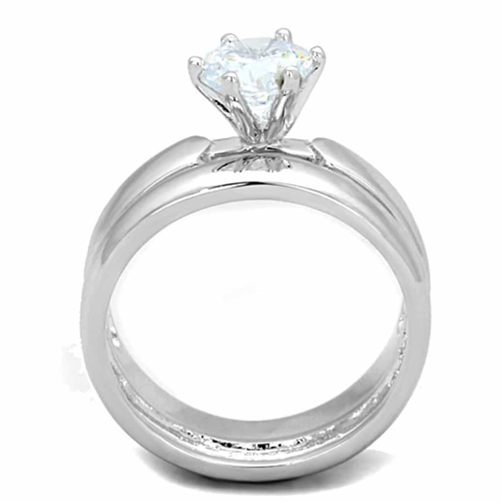 Brass CZ Round Solitaire Crown Prong Set Ring view 5