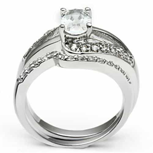 Brass CZ Round Solitaire V-Band Set Ring view 5