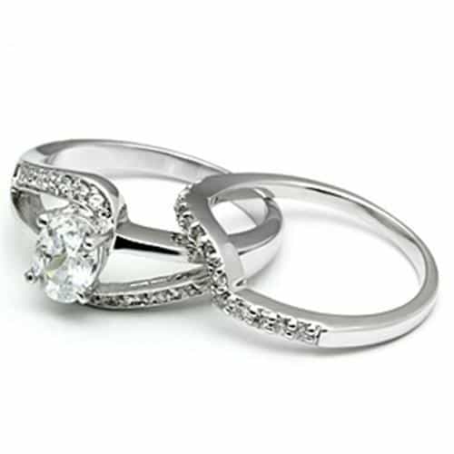 Brass CZ Round Solitaire V-Band Set Ring view 7