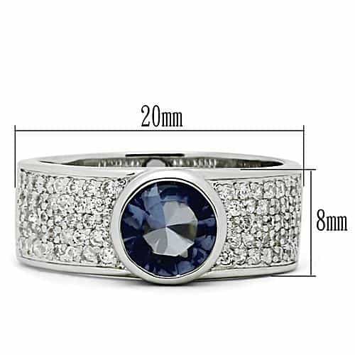 Brass Tanzanite Round Bezel Pavé Wide Ring view 3