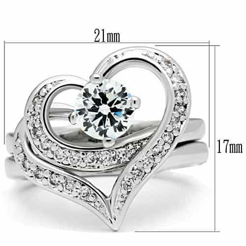 Brass CZ Heart Halo Solitaire Split Shank Ring view 3