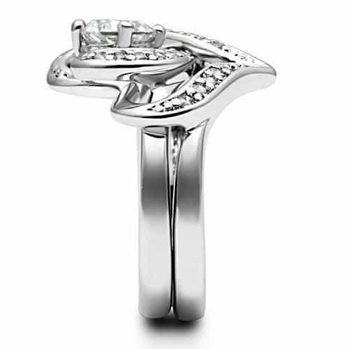 Brass CZ Heart Halo Solitaire Split Shank Ring view 9