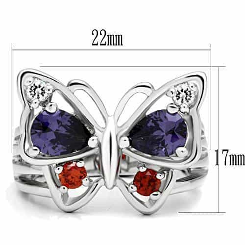 Brass Amethyst Garnet Butterfly Cocktail Ring view 3