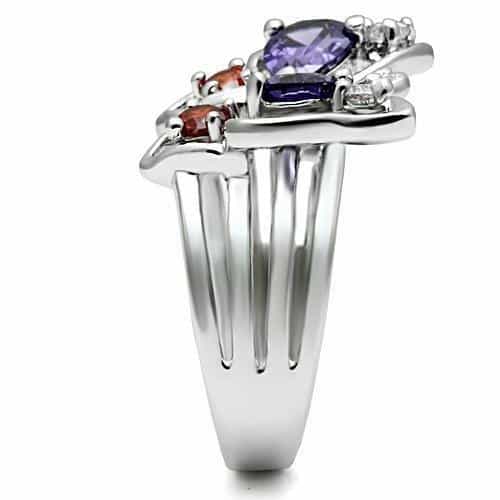 Brass Amethyst Garnet Butterfly Cocktail Ring view 7
