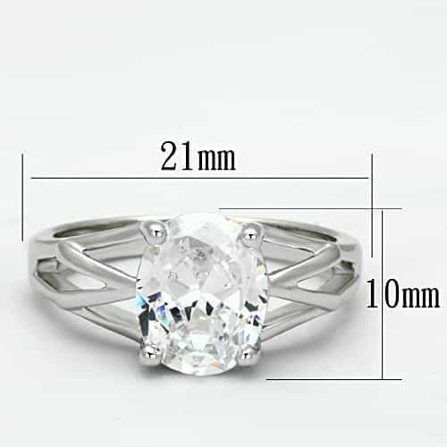 Brass Clear CZ Oval Solitaire Split Shank Ring view 3