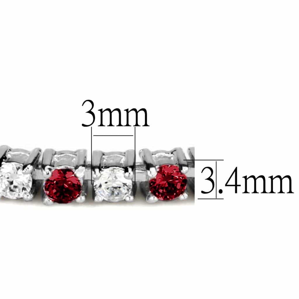 Brass Ruby CZ Round Alternating Tennis Bracelet view 5