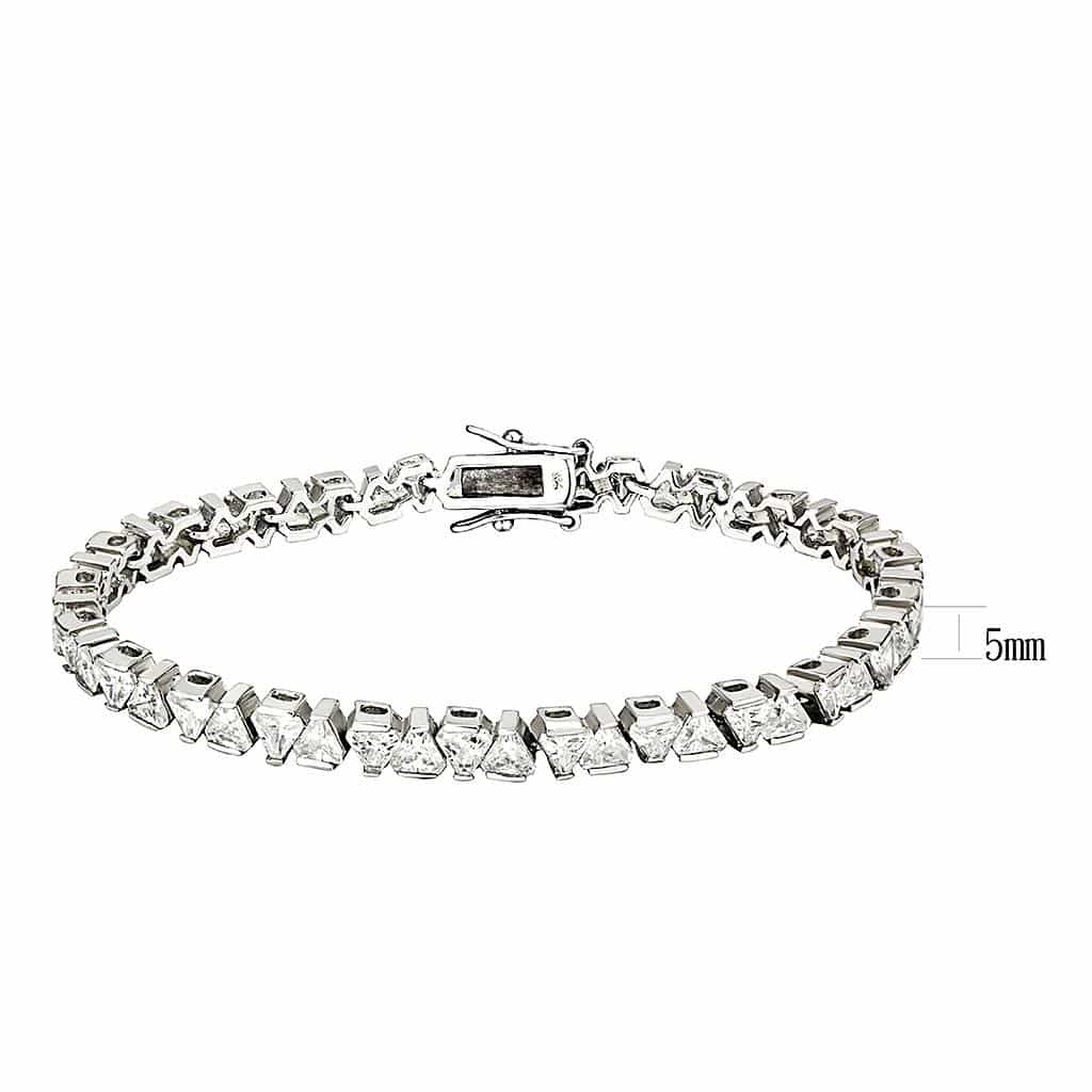 Brass CZ Princess X-Link Tennis Bracelet view 3