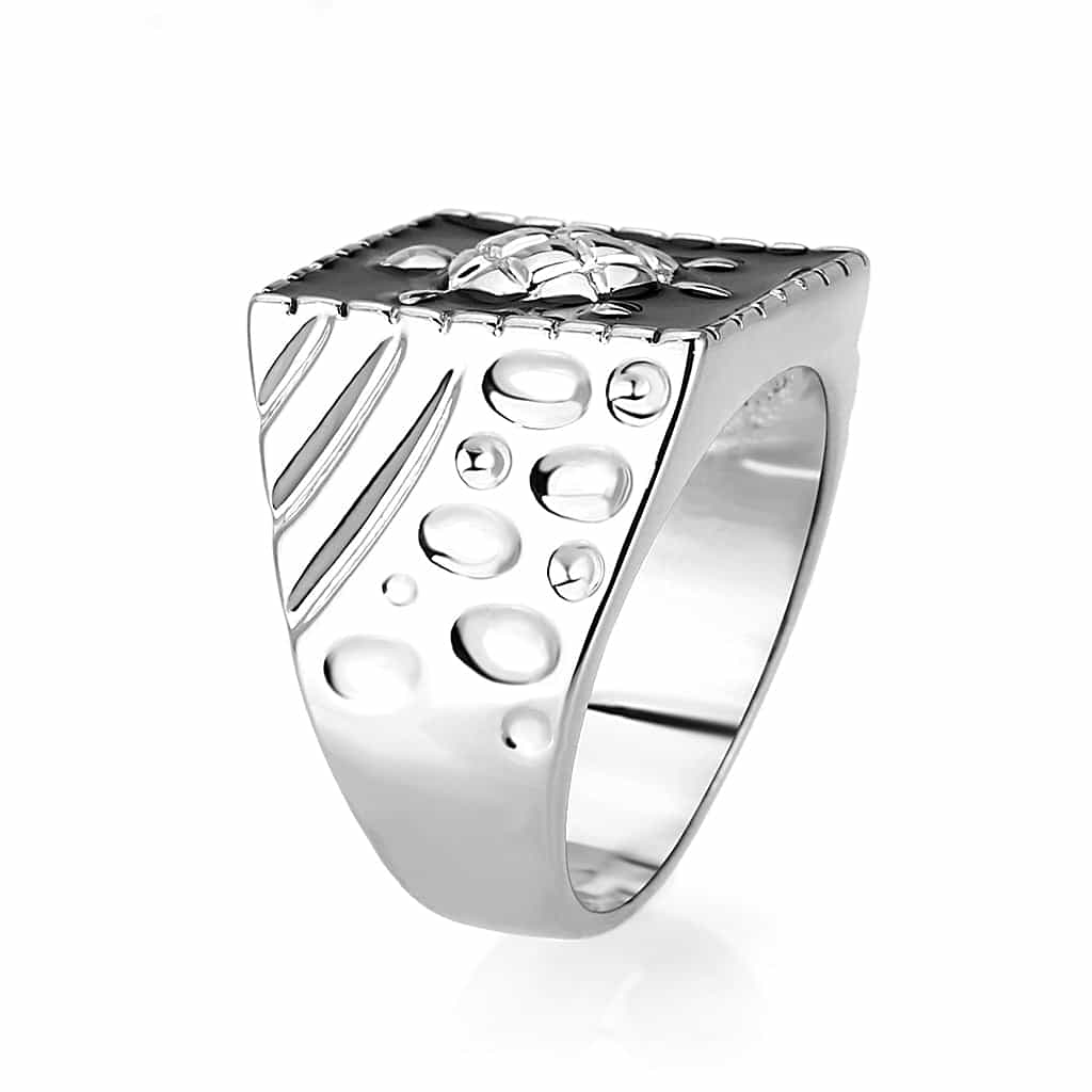 Brass Silver Black Enamel Turtle Signet Ring view 7