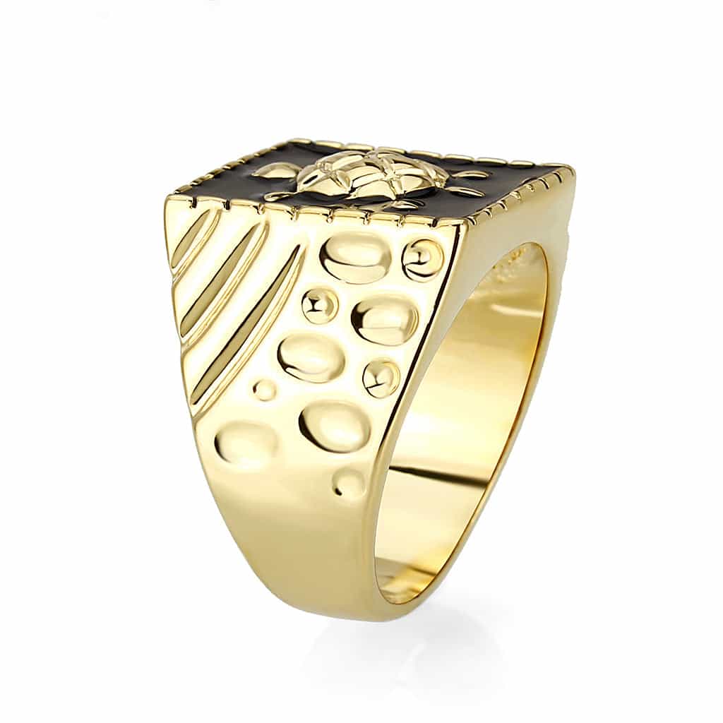 Brass Gold Black Enamel Turtle Signet Ring view 7