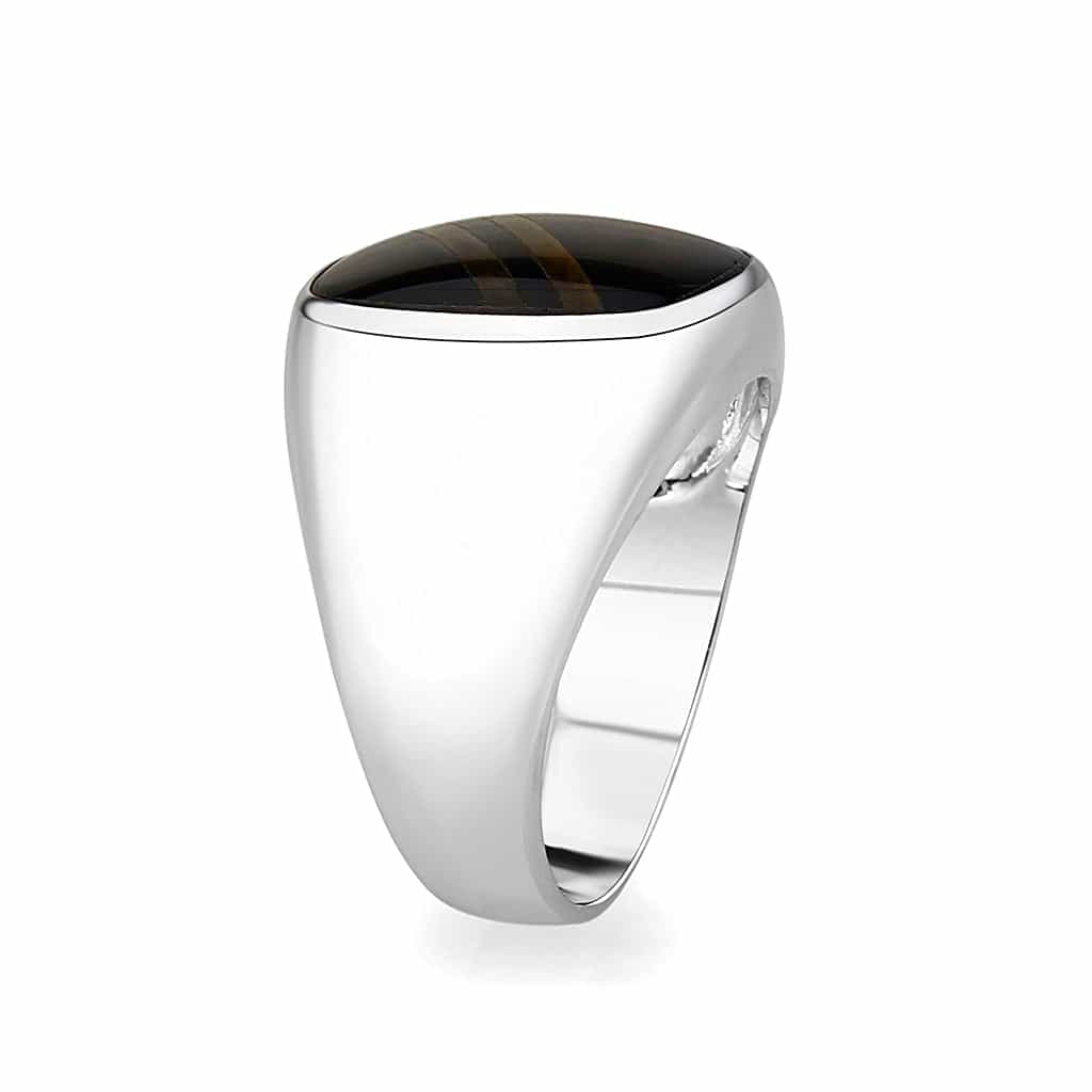Brass Silver Black Enamel Gold Stripe Signet Ring view 4