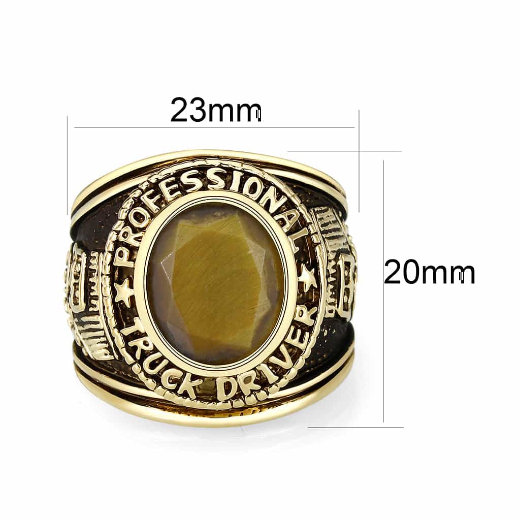 Brass Gold Tiger Eye Class Style Signet Ring view 2