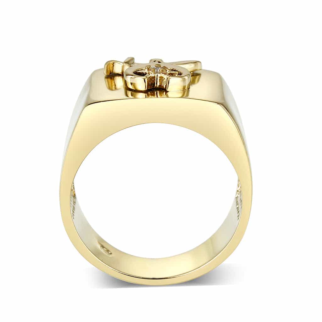 Brass Gold Anchor Signet Ring view 5