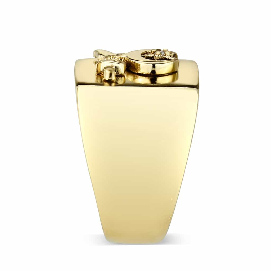 Brass Gold Anchor Signet Ring view 7