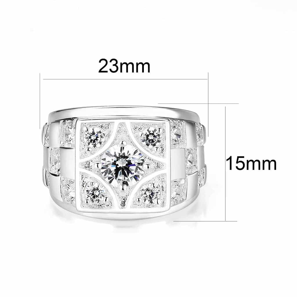 Brass Silver CZ Square Pave Signet Ring view 2