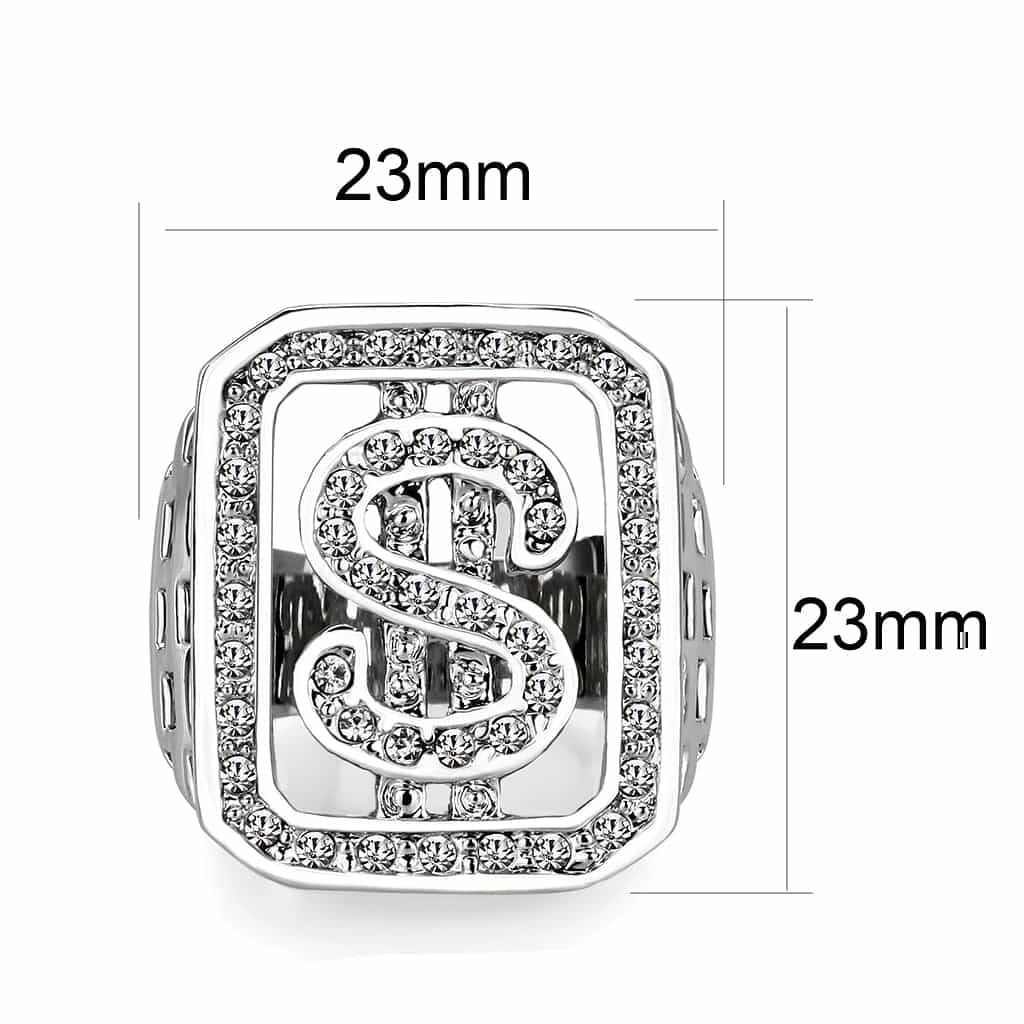 Brass Silver CZ Dollar Sign Pave Signet Ring view 2