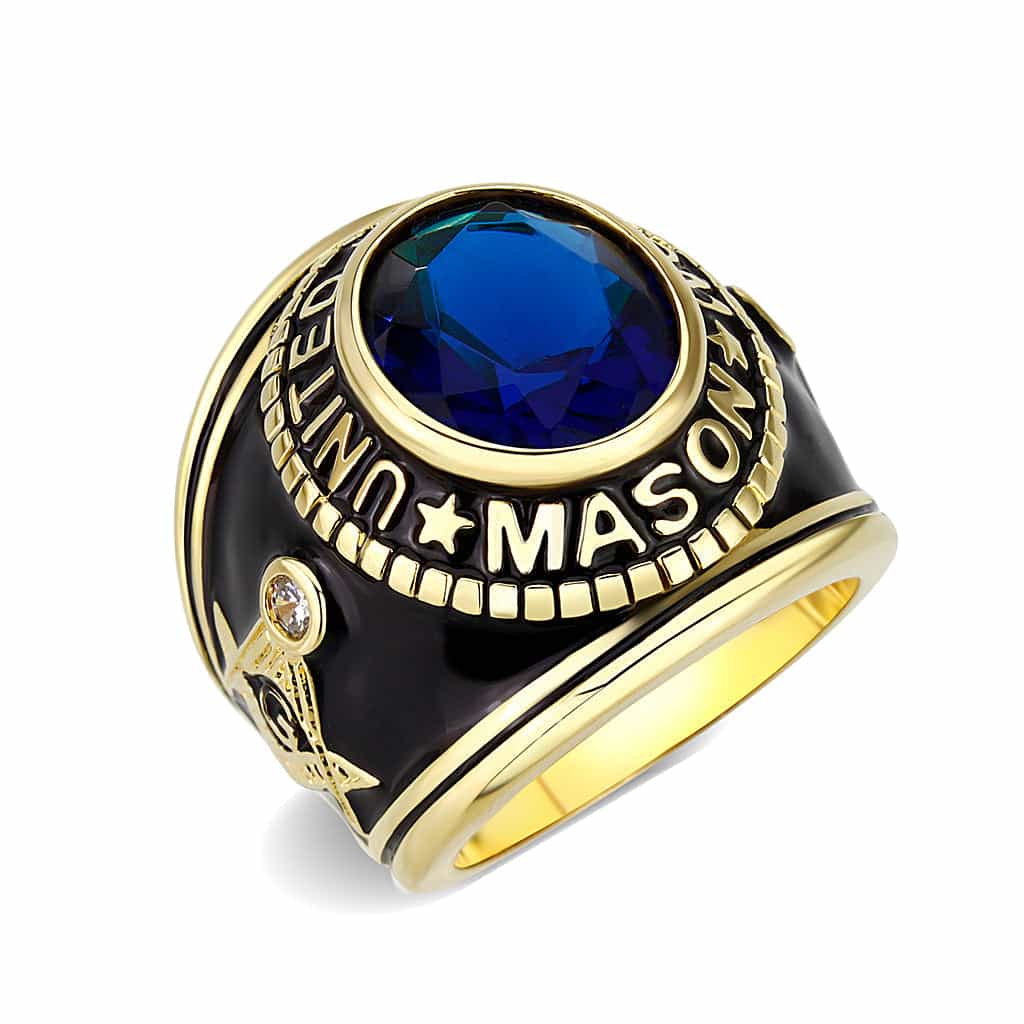 Brass Gold Siam Glass Military Band Ring view 1