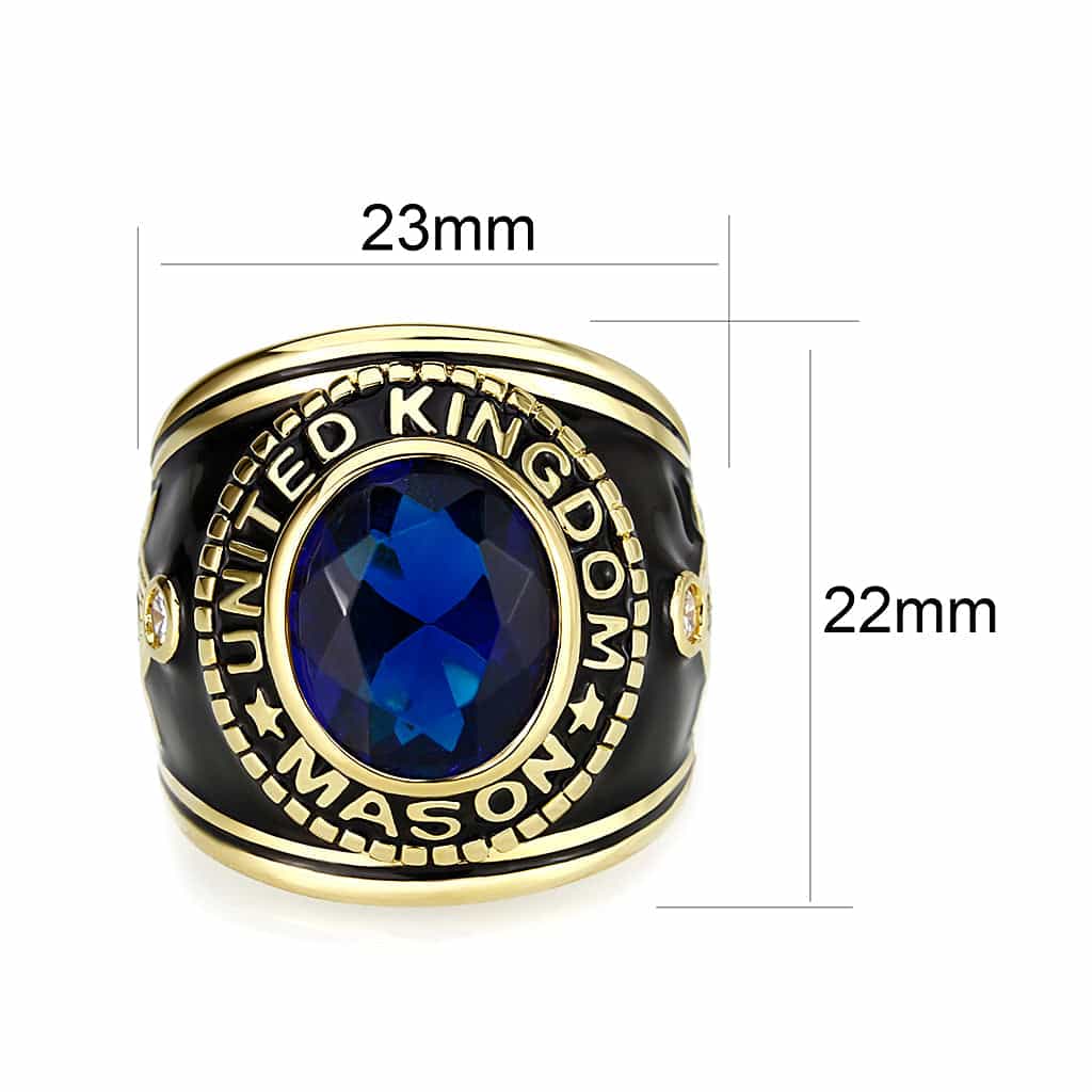 Brass Gold Siam Glass Military Band Ring view 2