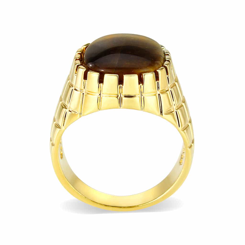Brass Gold Onyx Band Ring view 3