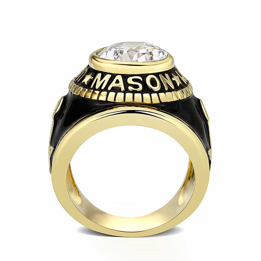 Brass Clear Glass Band Ring view 3
