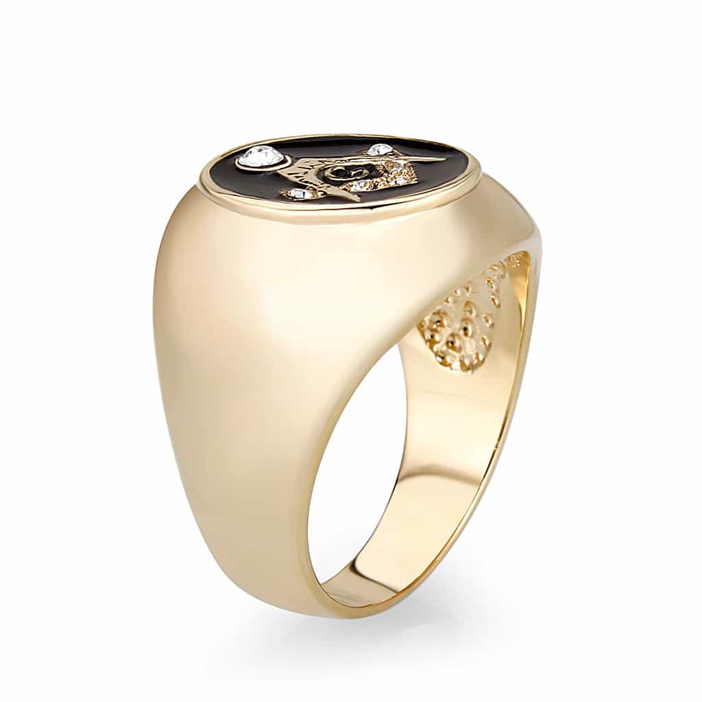Brass Gold Black Jet Military Ring view 4