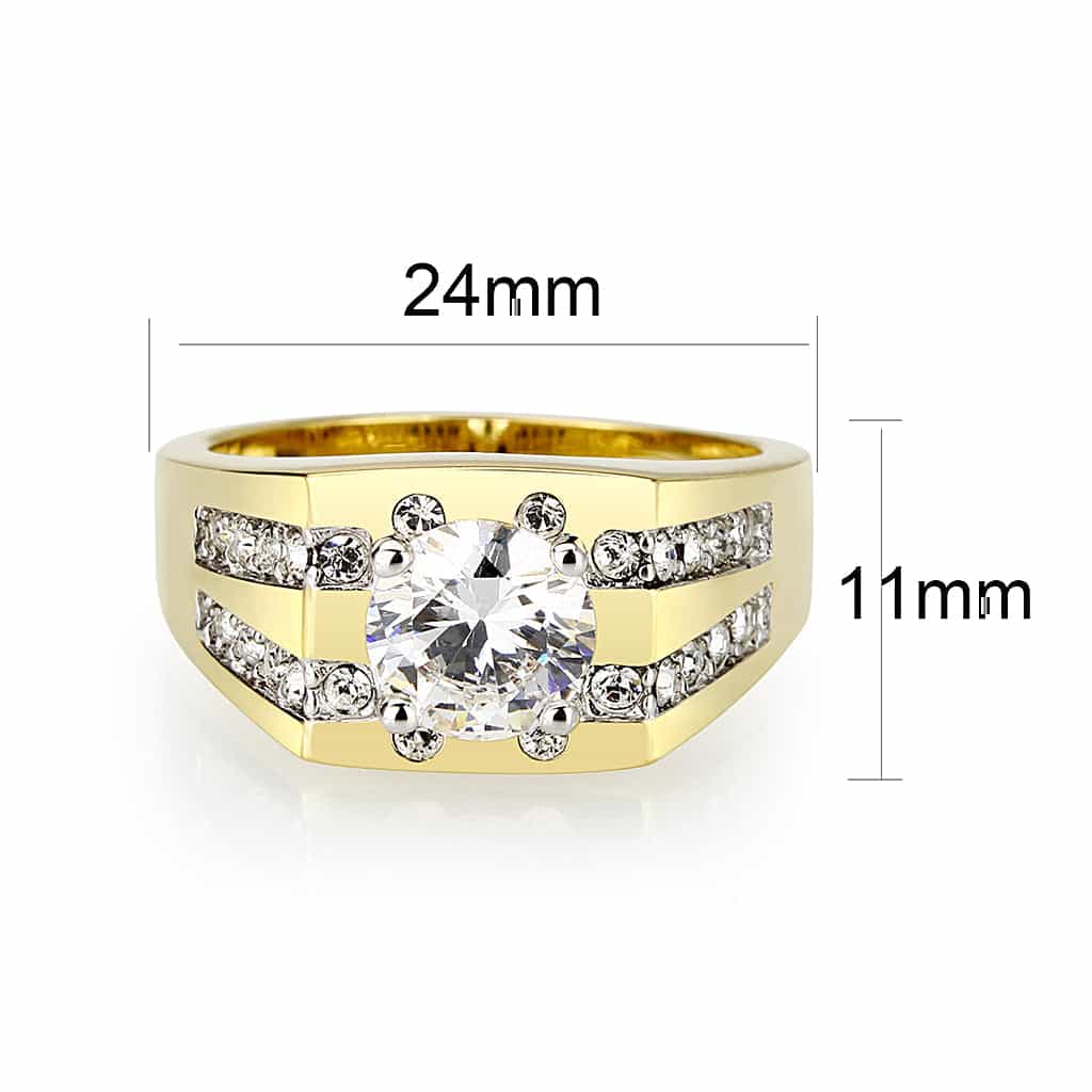 Brass Gold Clear CZ Oval Men’s Ring view 3