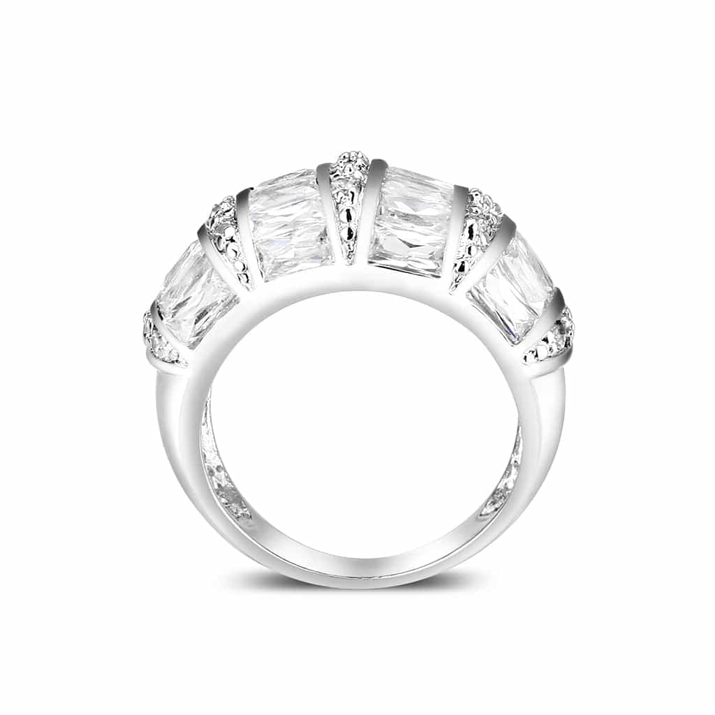 Brass Silver CZ Mixed Cut Cluster Cocktail Ring view 3