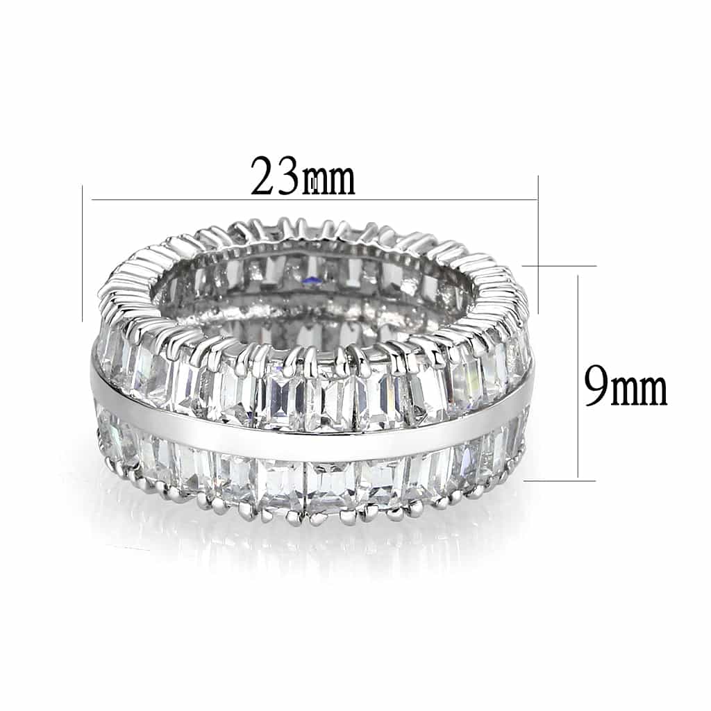 Brass Silver CZ Baguette Cluster Wide Band Ring view 3