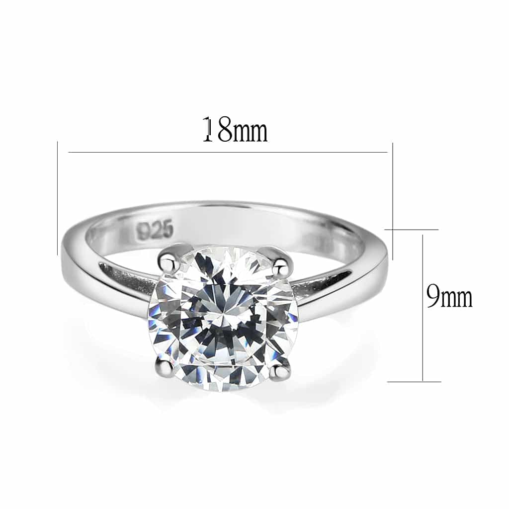 Brass Silver CZ Round Solitaire Engagement Ring view 2
