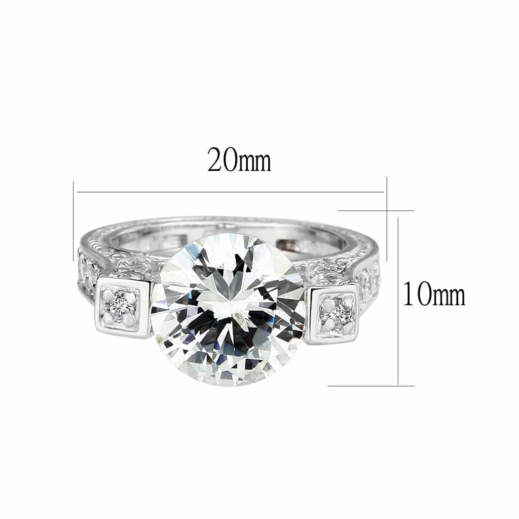 Sterling Silver CZ Round Solitaire Accent Ring view 3