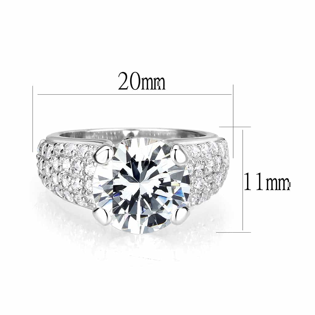 Sterling Silver CZ Round Prong Cathedral Ring view 3