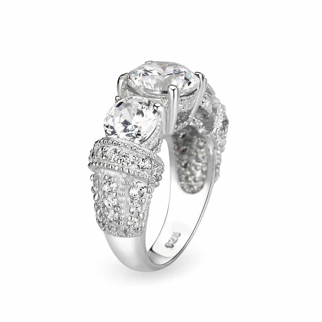 Sterling Silver CZ Princess Solitaire Ring view 7