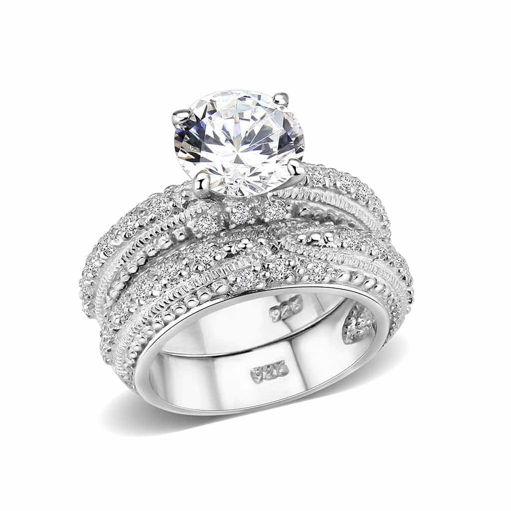 Sterling Silver CZ Emerald Cut Accent Ring view 1