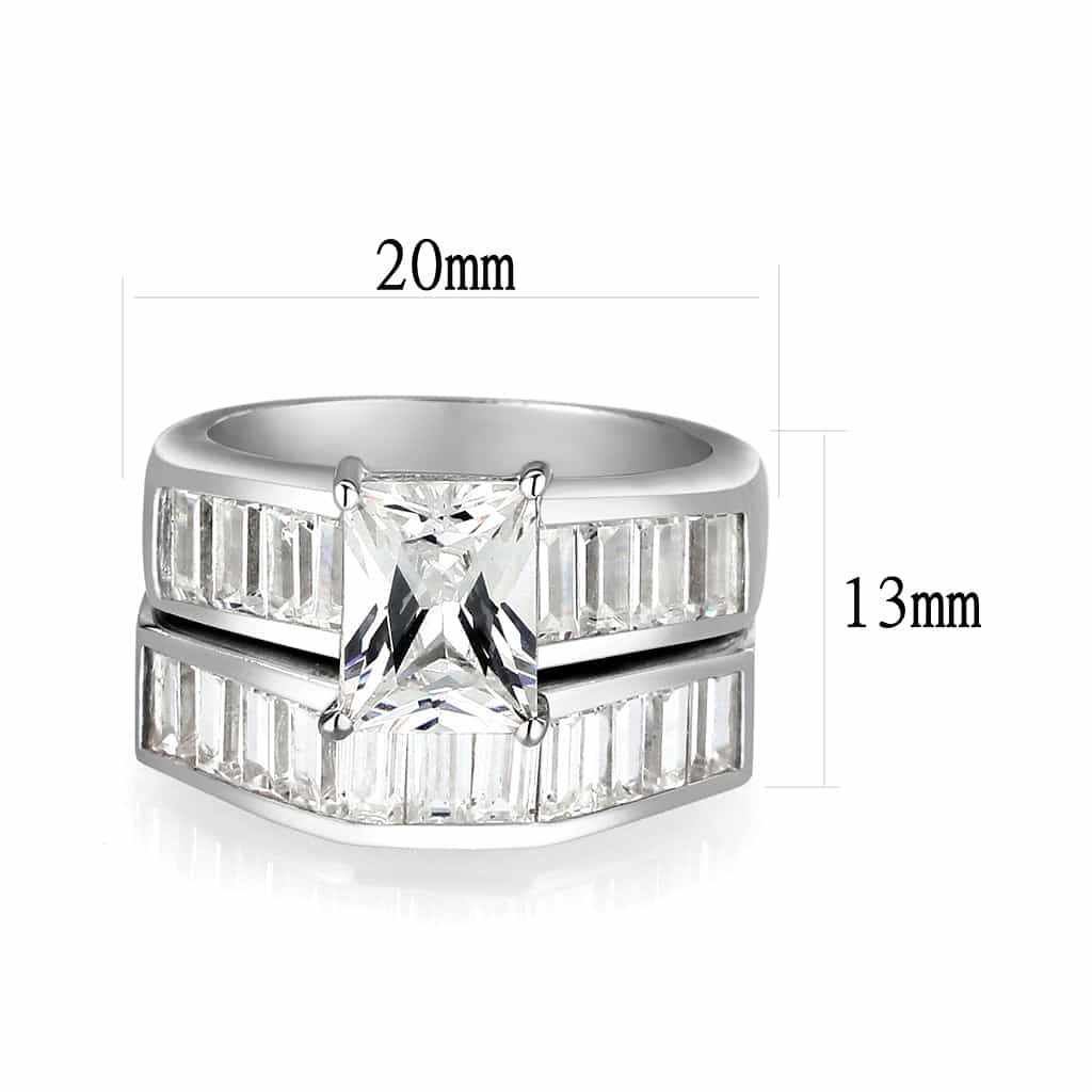 Sterling Silver CZ Princess Baguette Channel Ring view 3