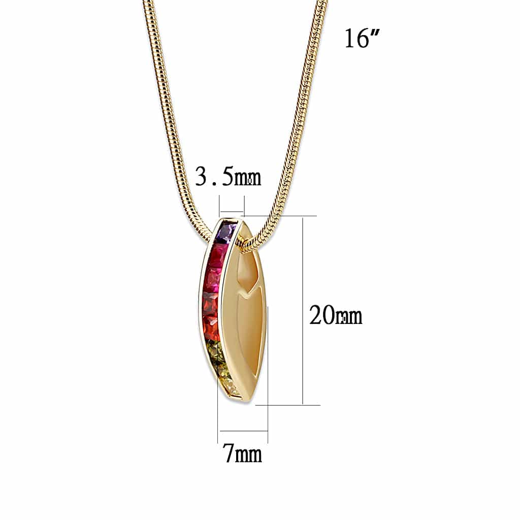 Brass Gold Multi Color Rainbow Bar Pendant Necklace view 3