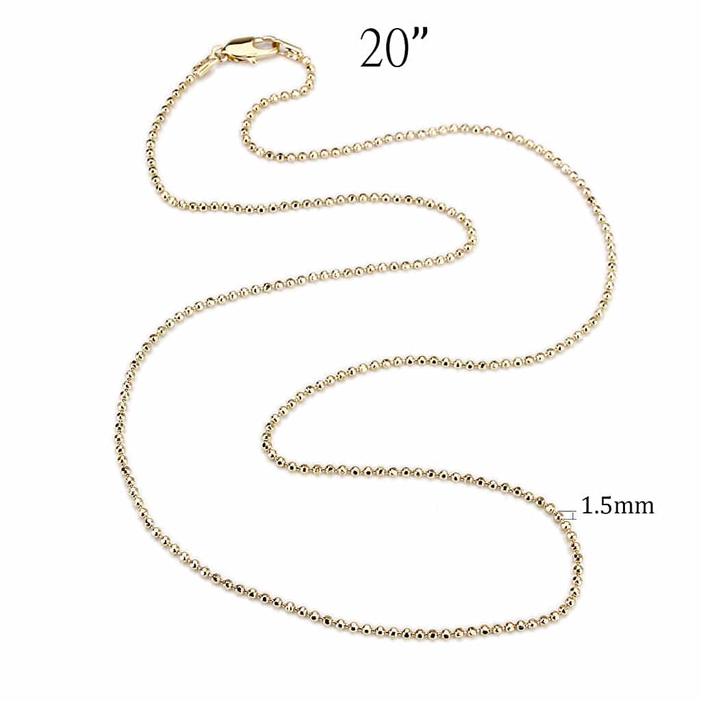 Brass Gold Plain Ball Chain Necklace view 2
