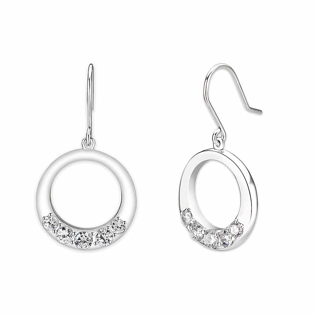 Sterling Silver Pink CZ Studs Earrings view 2