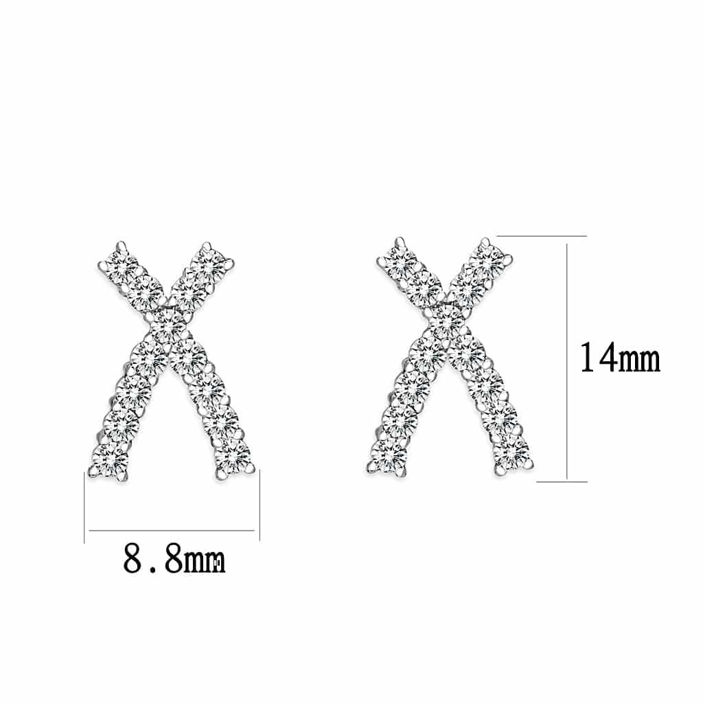 Sterling Silver CZ Princess Cut Stud Earrings view 3