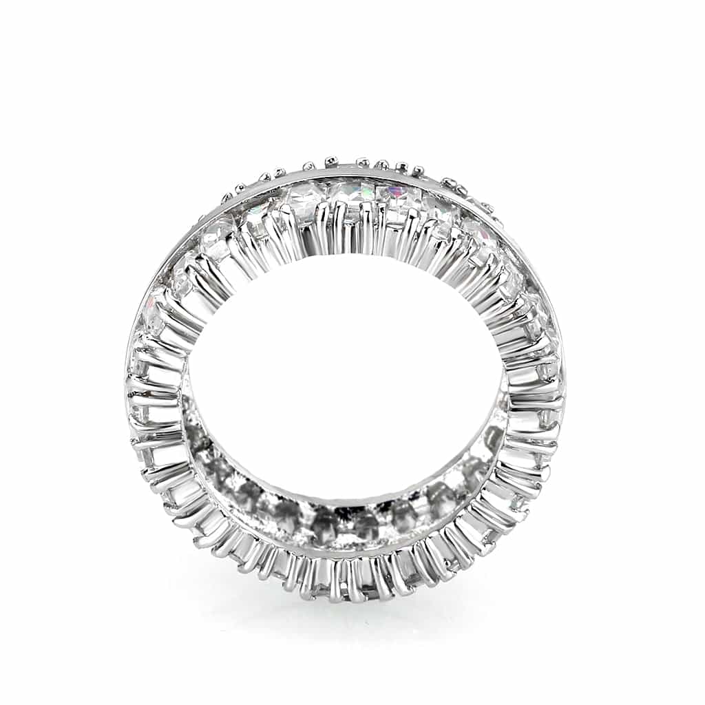 Brass Silver CZ Baguette Cluster Wide Band Ring view 5