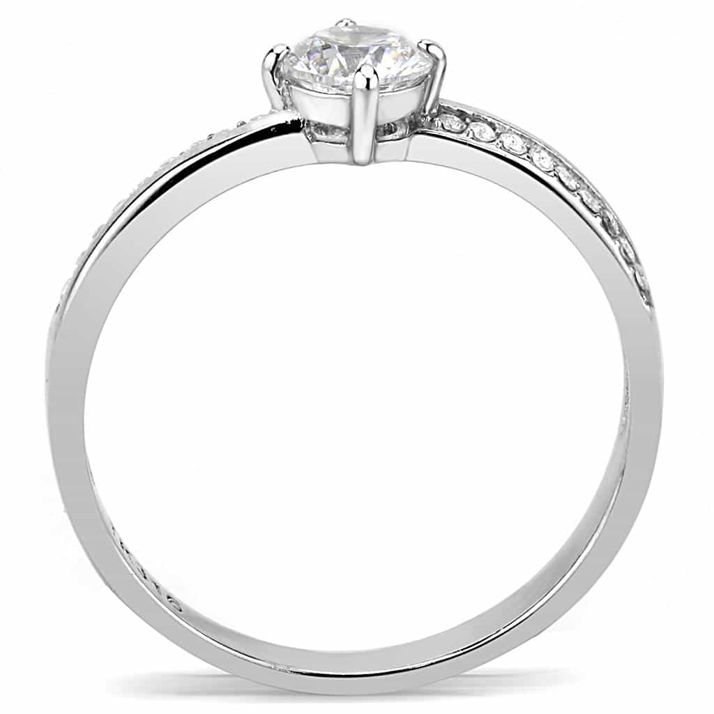 Stainless Steel CZ Round Pave Channel Solitaire Ring view 5