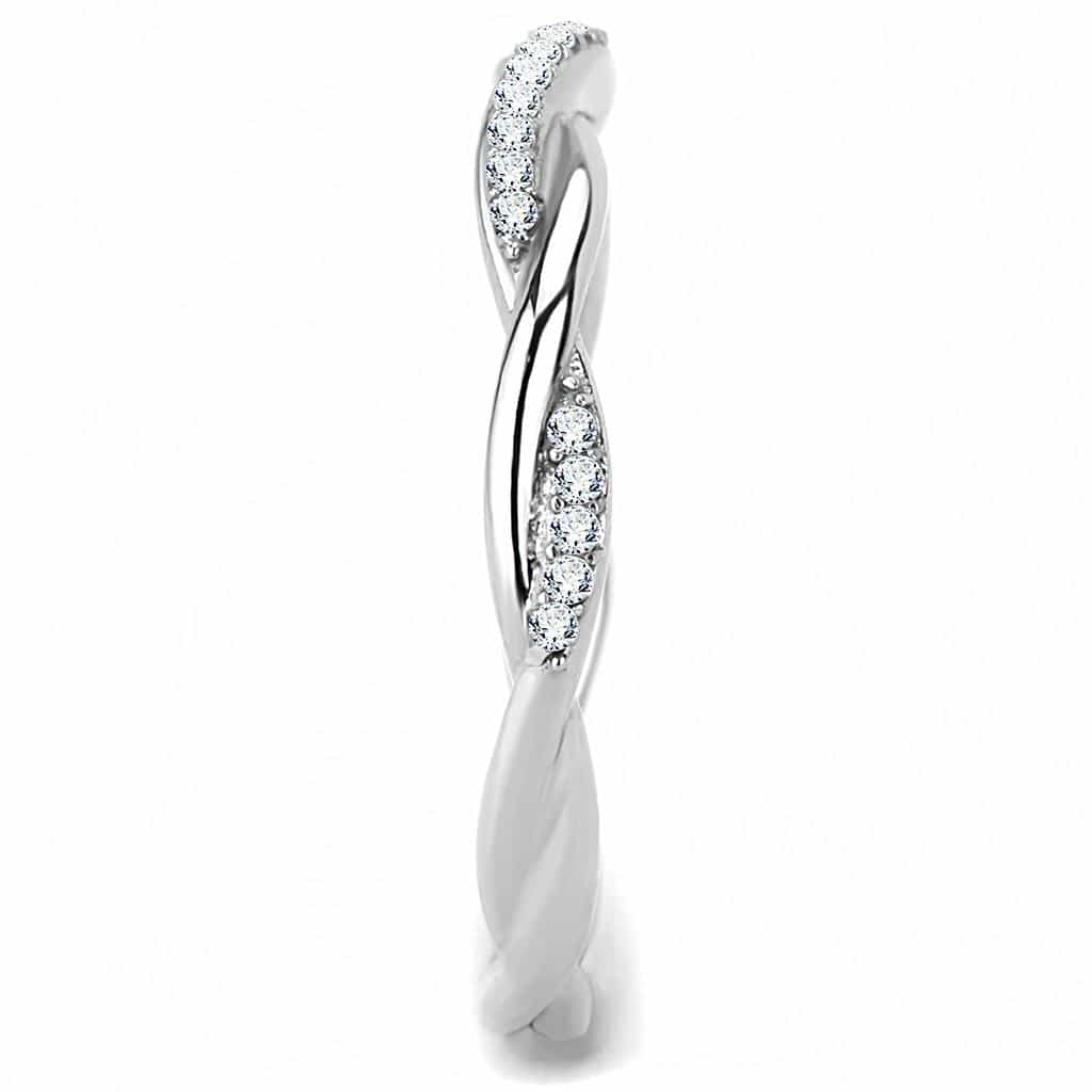 Stainless Steel CZ Pave Twisted Braided Band Ring view 7