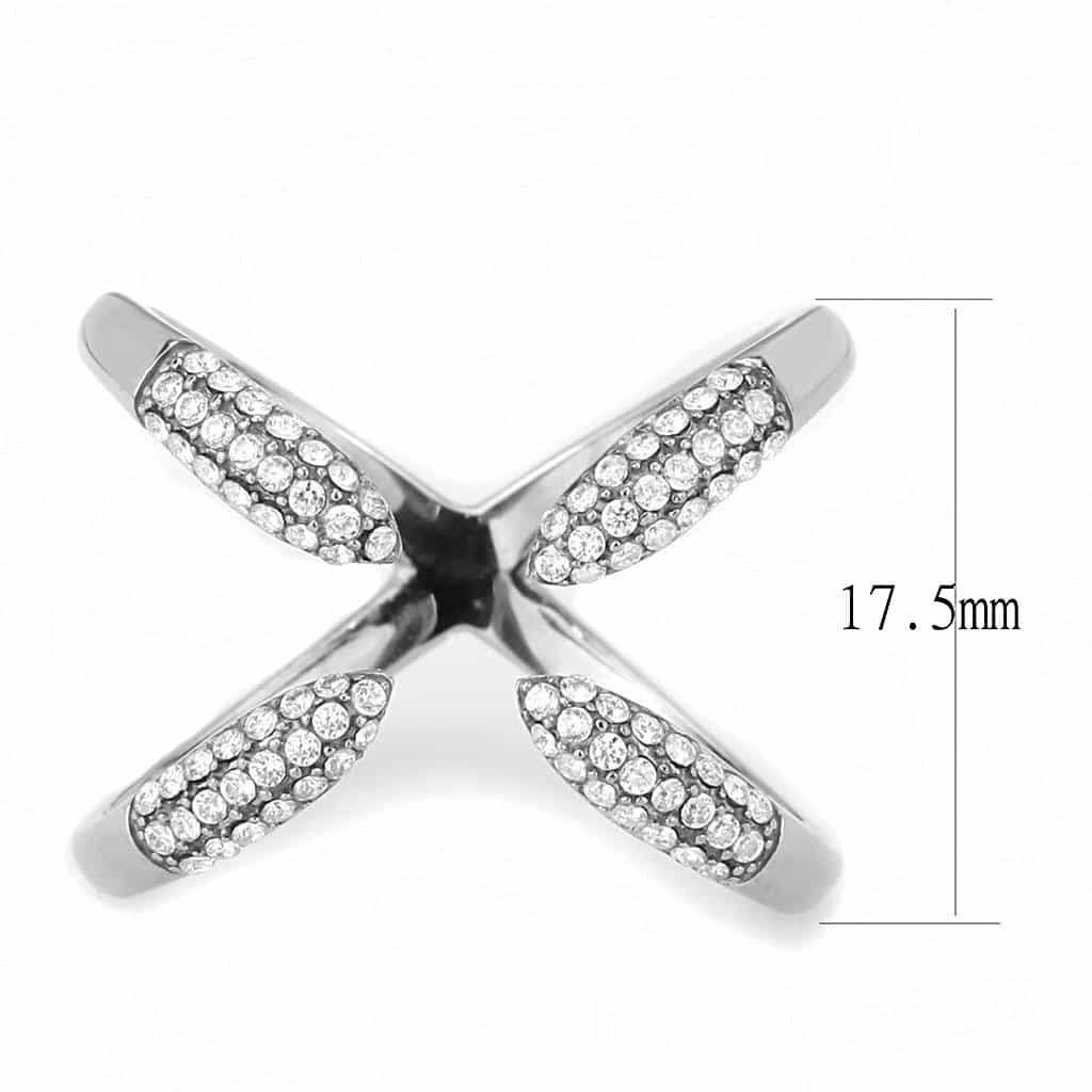 Stainless Steel CZ Pave Arrow Cross Open Ring view 3
