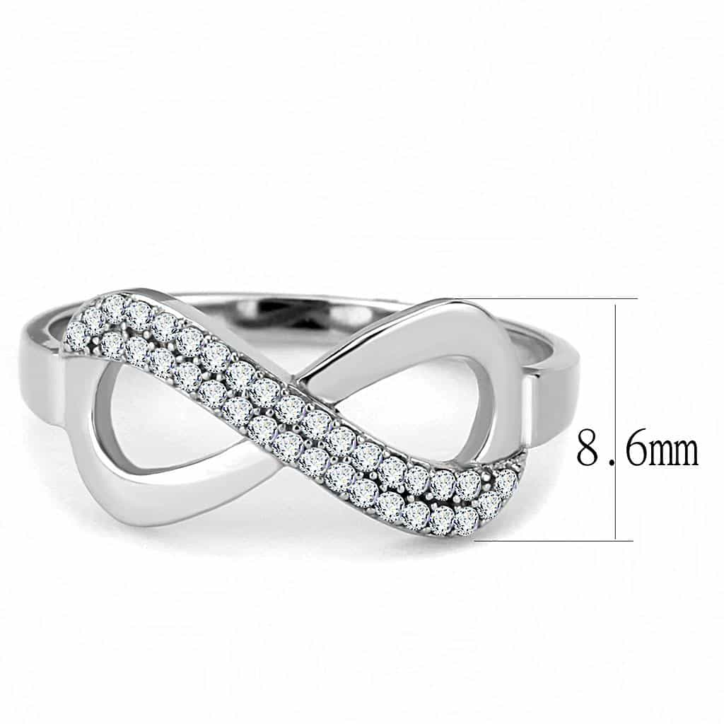 Stainless Steel CZ Pave Infinity Open Band Ring view 3