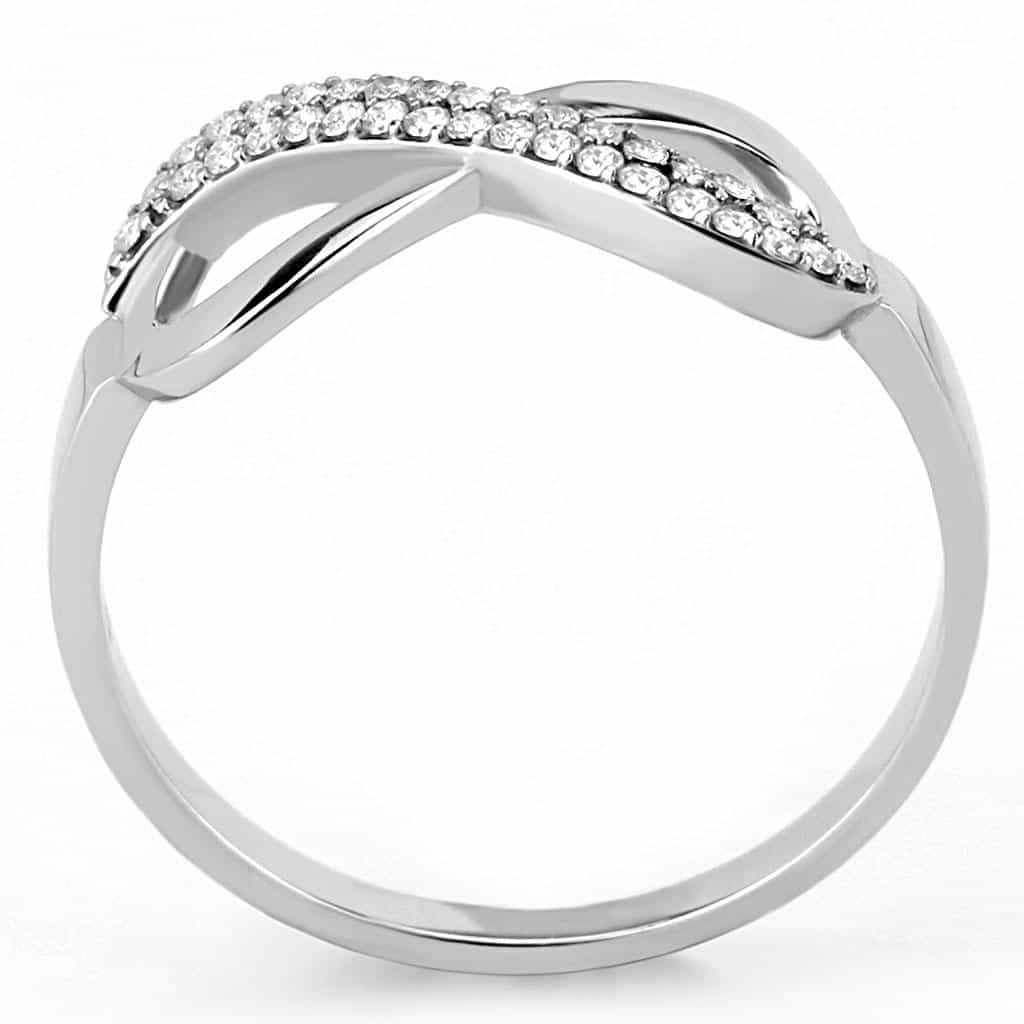 Stainless Steel CZ Pave Infinity Open Band Ring view 5