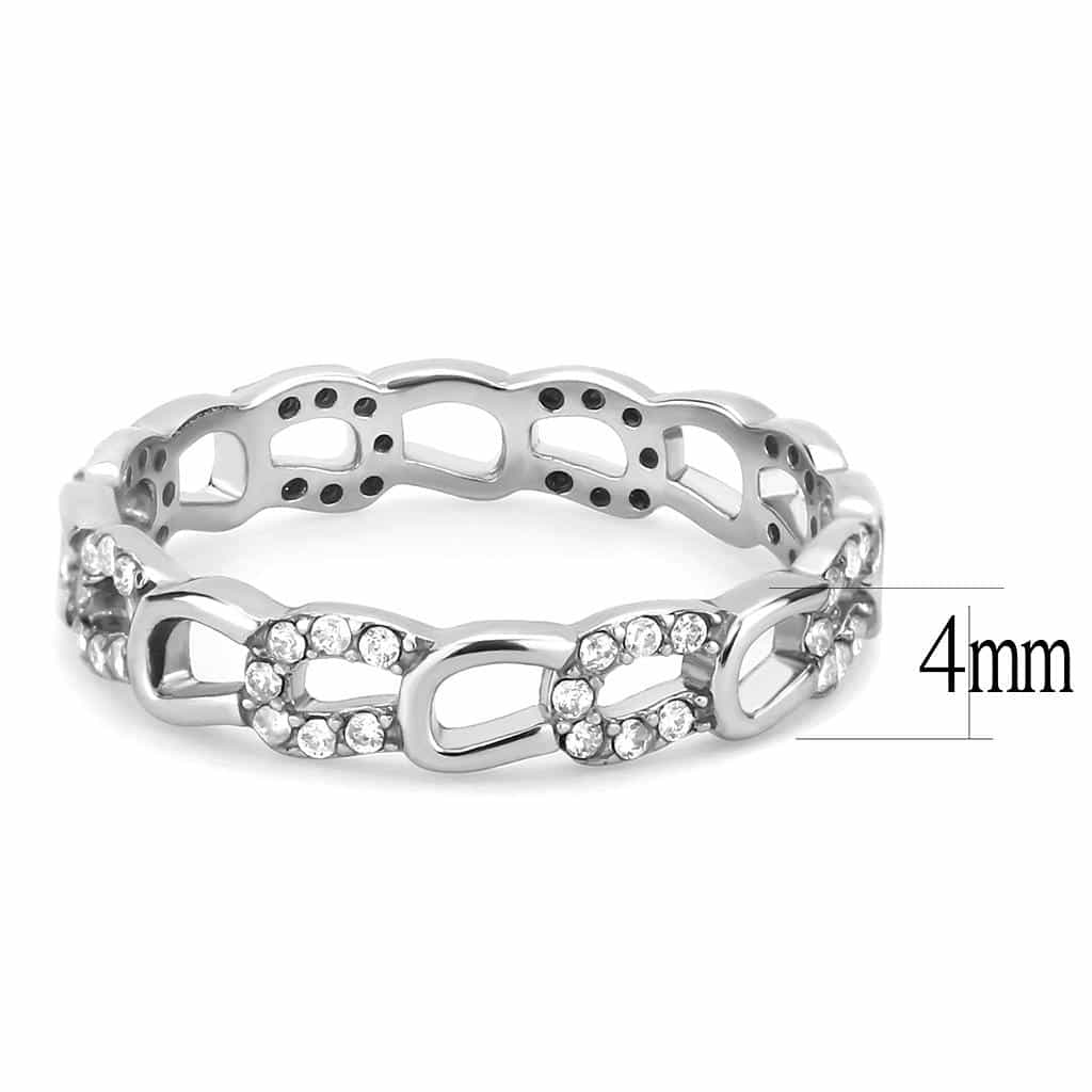 Stainless Steel CZ Pave Chain Link Band Ring view 3