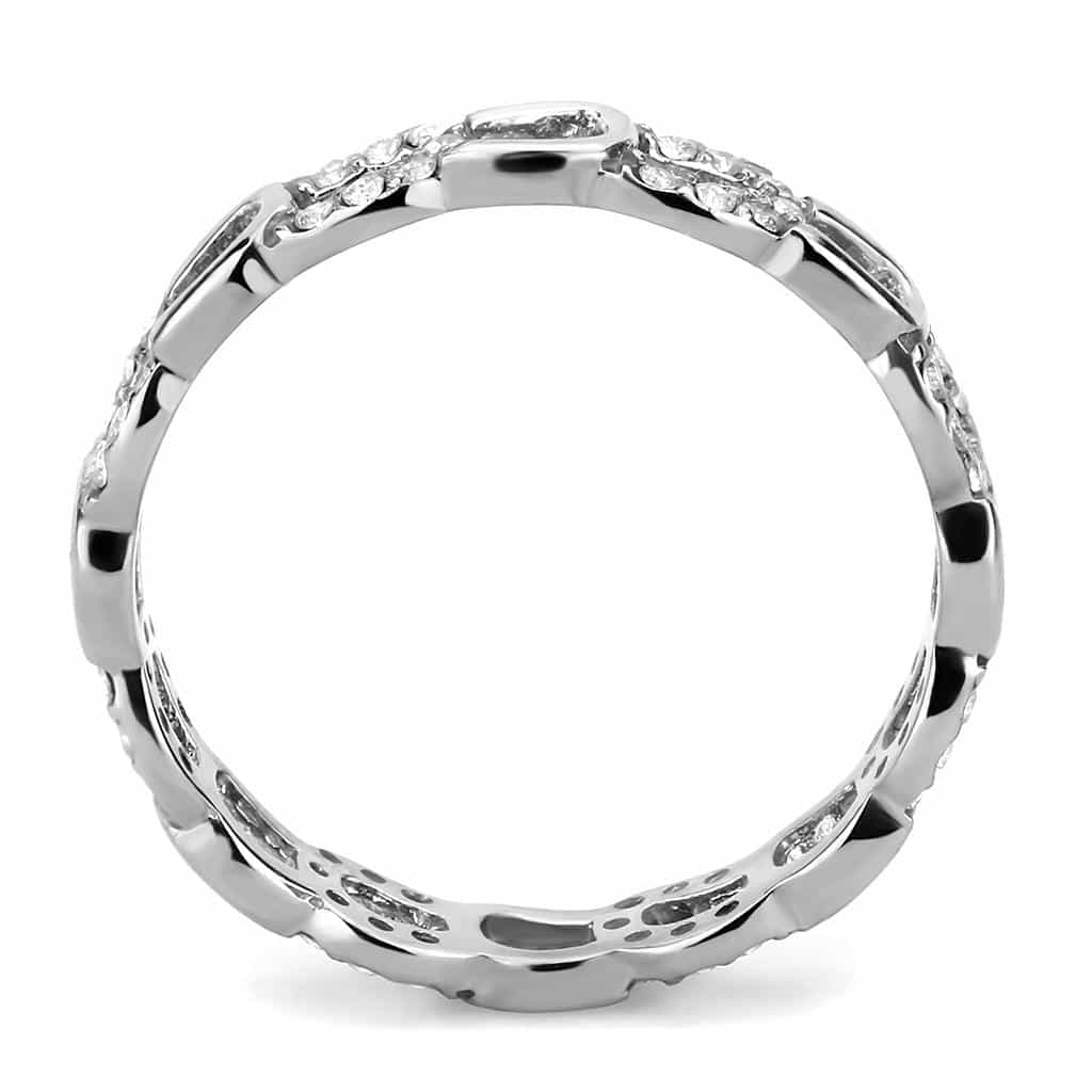 Stainless Steel CZ Pave Chain Link Band Ring view 5