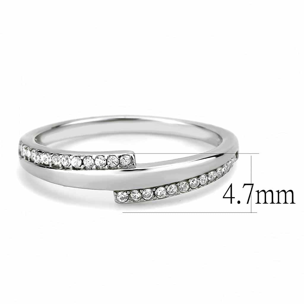 Stainless Steel CZ Pave Channel Half Eternity Band Ring view 3