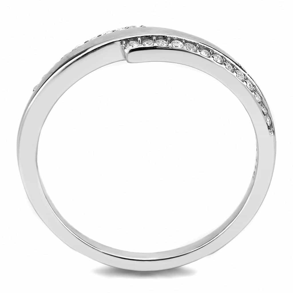 Stainless Steel CZ Pave Channel Half Eternity Band Ring view 5
